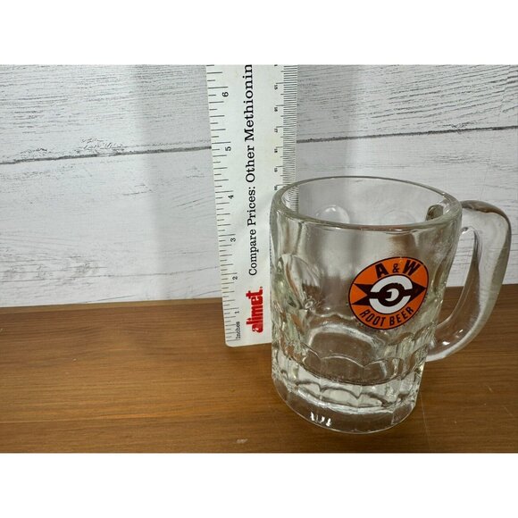 Vintage A&W Root Beer Glass Mug Stein 4" Tall Arrow Logo Bullseye 1961-1968 - Picture 2 of 8